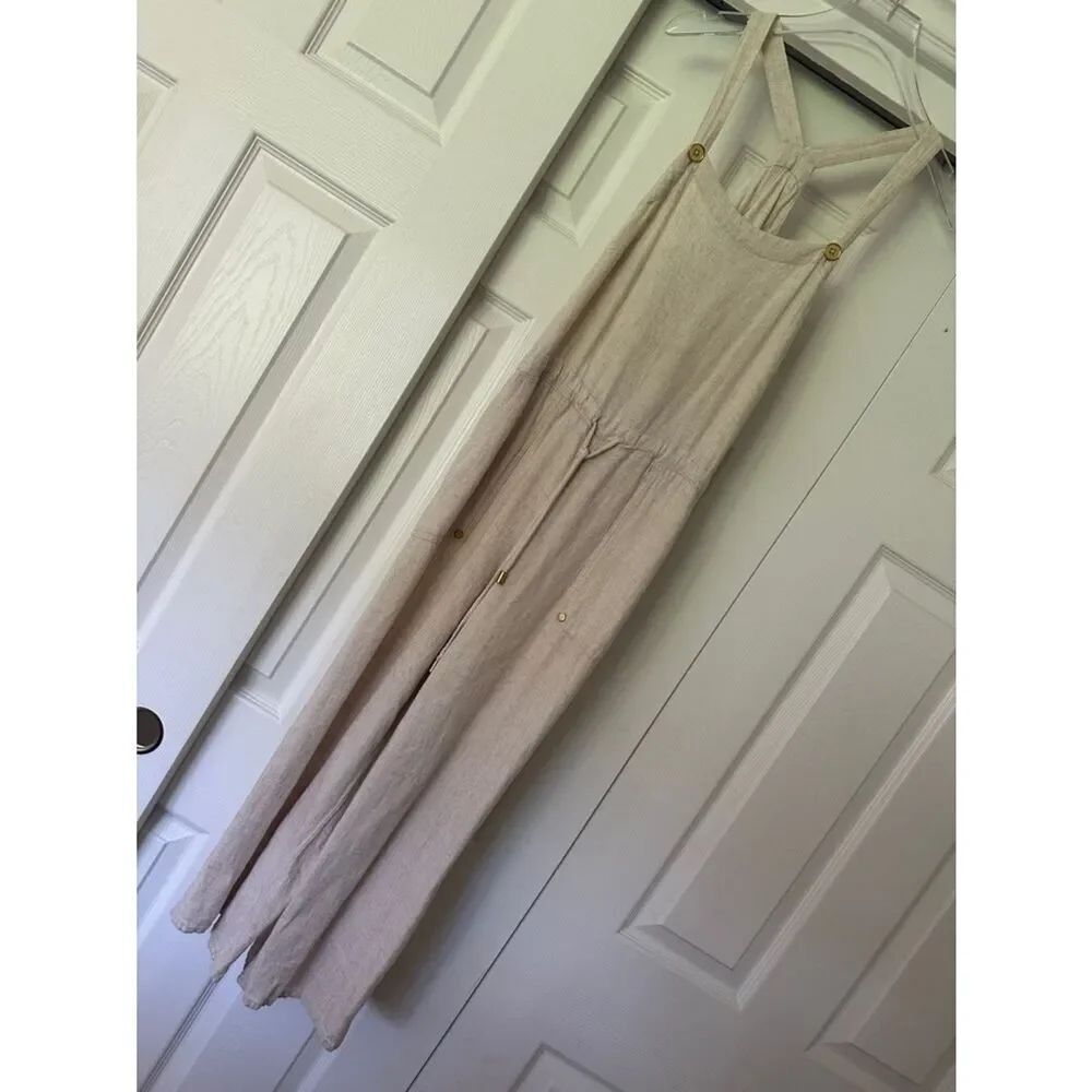 La Blanca Natural Beige Linen-Blend Jumpsuit